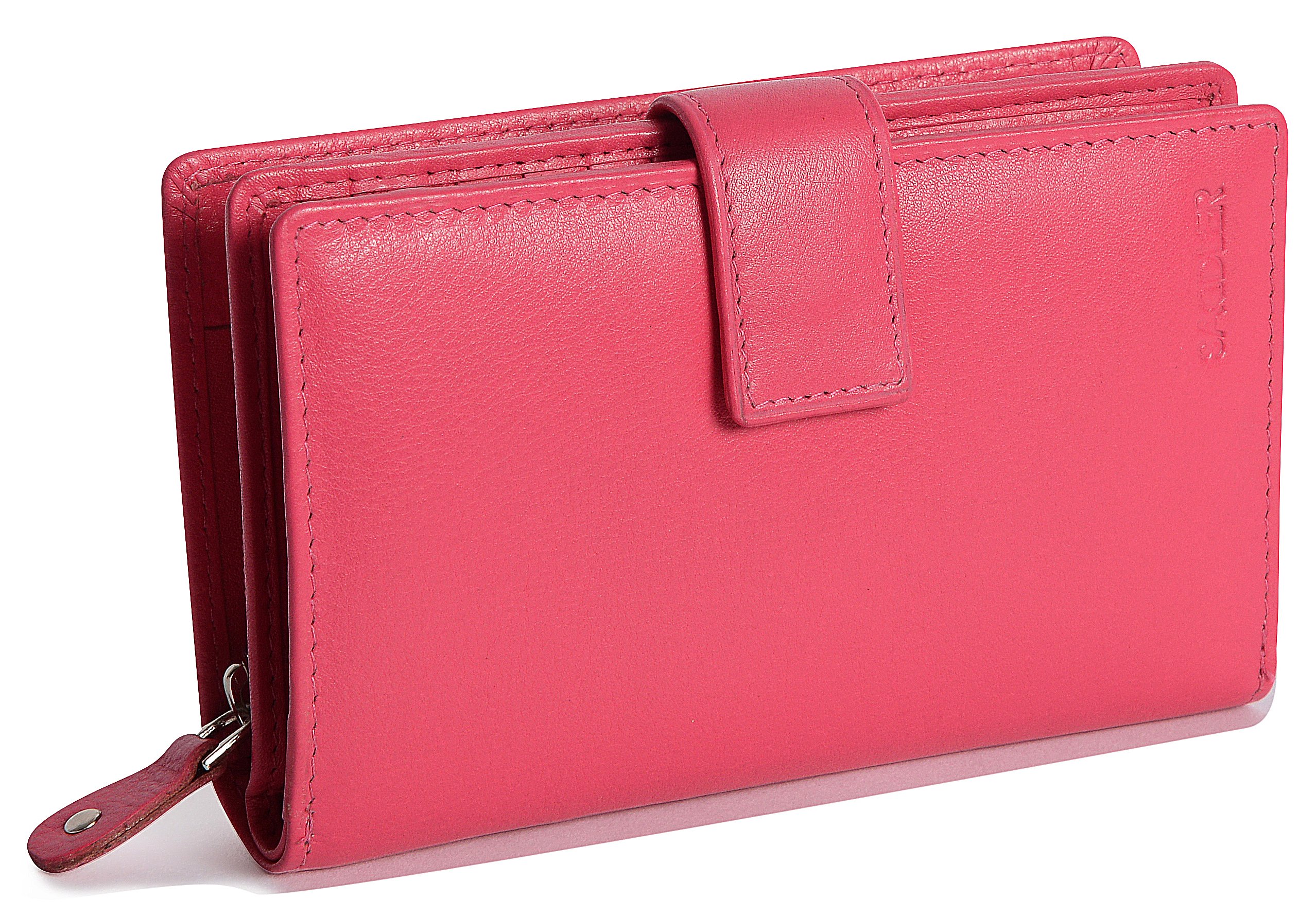 SADDLER "Holly Purse – RFID Protected Real Leather Mid-Size Wallet with 8 Card Slots, 2 ID Windows & Rear Zip Pocket – Compact Everyday Purse for Women - Gift Boxed