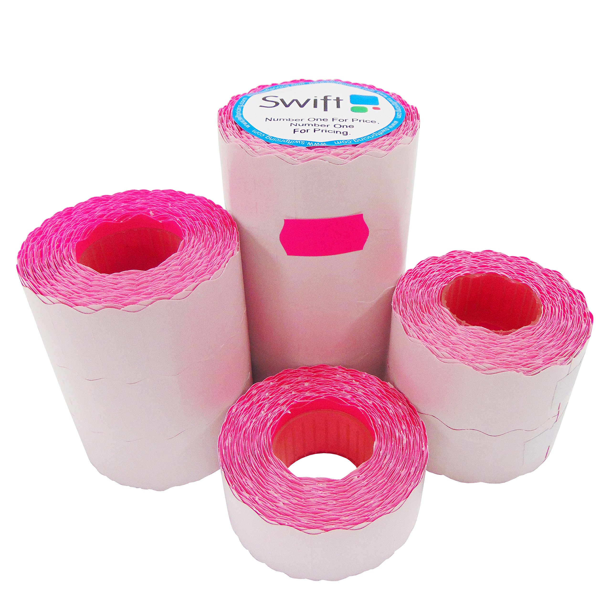Swift 26 x 12 mm Price Gun Labels Pink 10 Rolls 10,000 Stickers CT4 Wavy Edge Pricemarking Tags Fits Many Pricing Labellers — image 1