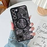 XIZYO Magnetic Case for Samsung Galaxy S23 Plus Floral Rose Cute Phone Case [Compatible with Magsafe] for Women Girls Aesthetic Pattern Slim TPU Shockproof Bumper Cover, Black