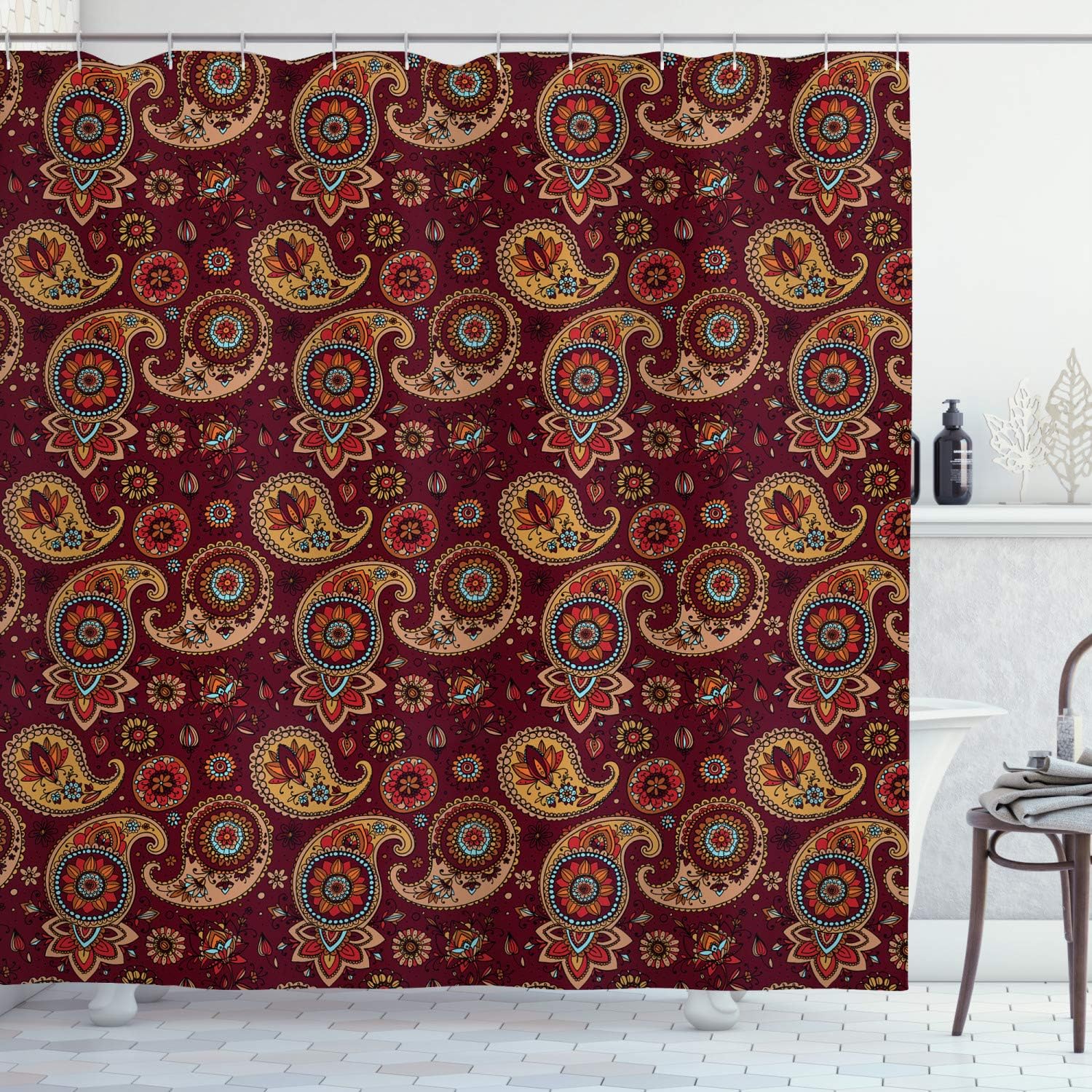 Ambesonne Paisley Shower Curtain, Middle Pattern Tribual