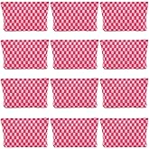 WZMYO 12 PACK Checkered Makeup Bags Bulk-Valentines Day Gifts/Bulk Cosmetic Bags/Large Bridesmaid Proposal Gifts/Makeup Pouch for Wedding Party Favors/Teacher/Mon/Gifts/Toiletry Travel Bags(12, Pink)