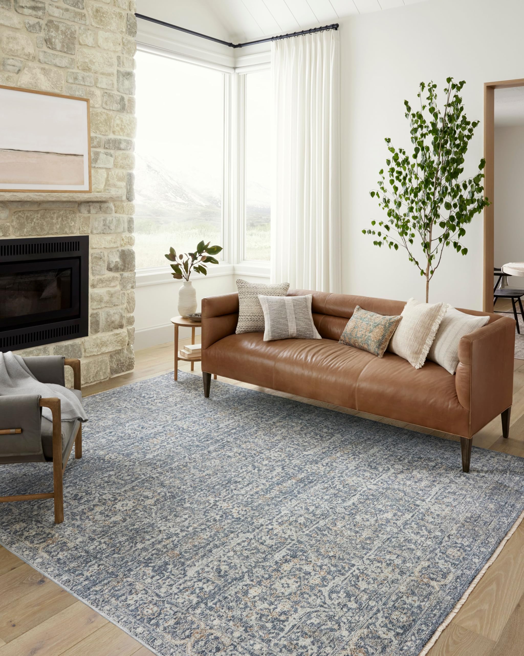 Photo 1 of Loloi Angela Rose Blake Collection BLA-03 Denim/Taupe 11'-6" x 15'-7", .25" Pile Height, Fringe, Area Rug