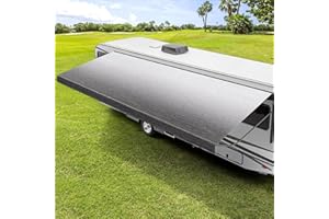 Tsumbay RV Awning Fabric Replacement, 18.5oz Heavy-Duty Weatherproof Anti-UV Vinyl Awning Fabric for Outdoor Camper & Trailer and Motorhome 16'(Fabric 15'2"), Gray Fade