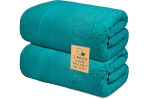 Softolle 100% Cotton Luxury Bath Sheets - 600 GSM Cotton Towels for Bathroom - Set of 2 Super Soft, Highly Absorbent Bath Sheet - Oeko-Tex Certified - 35" x 70" Inches (Teal)