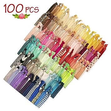 Amazon Com Jlika Elastic Hair Ties Set Of 100 Colorful Prints