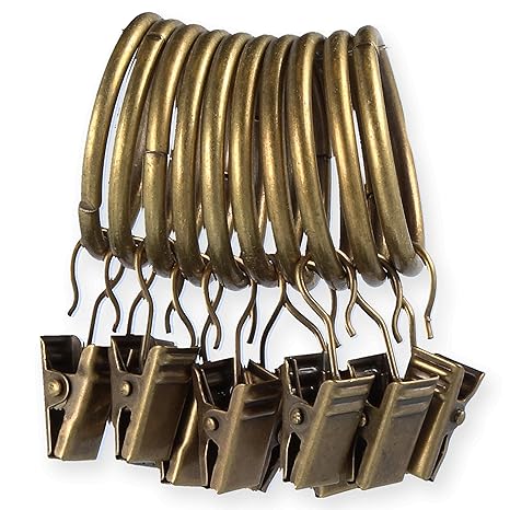 30mm Antique Brass Curtain Rod Clip Ring Pack Of 20 Amazon Co