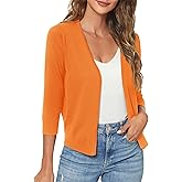 Urban CoCo Women's 3/4 Sleeve Shrugs Open Front Cropped Sweater Cardigan