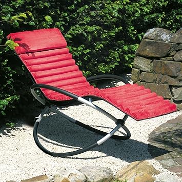 Leco 39398104 Schaukelstuhlkissen, 100% Polyester in rot, Schaumstofffüllung, Nylongewebe in schwarz