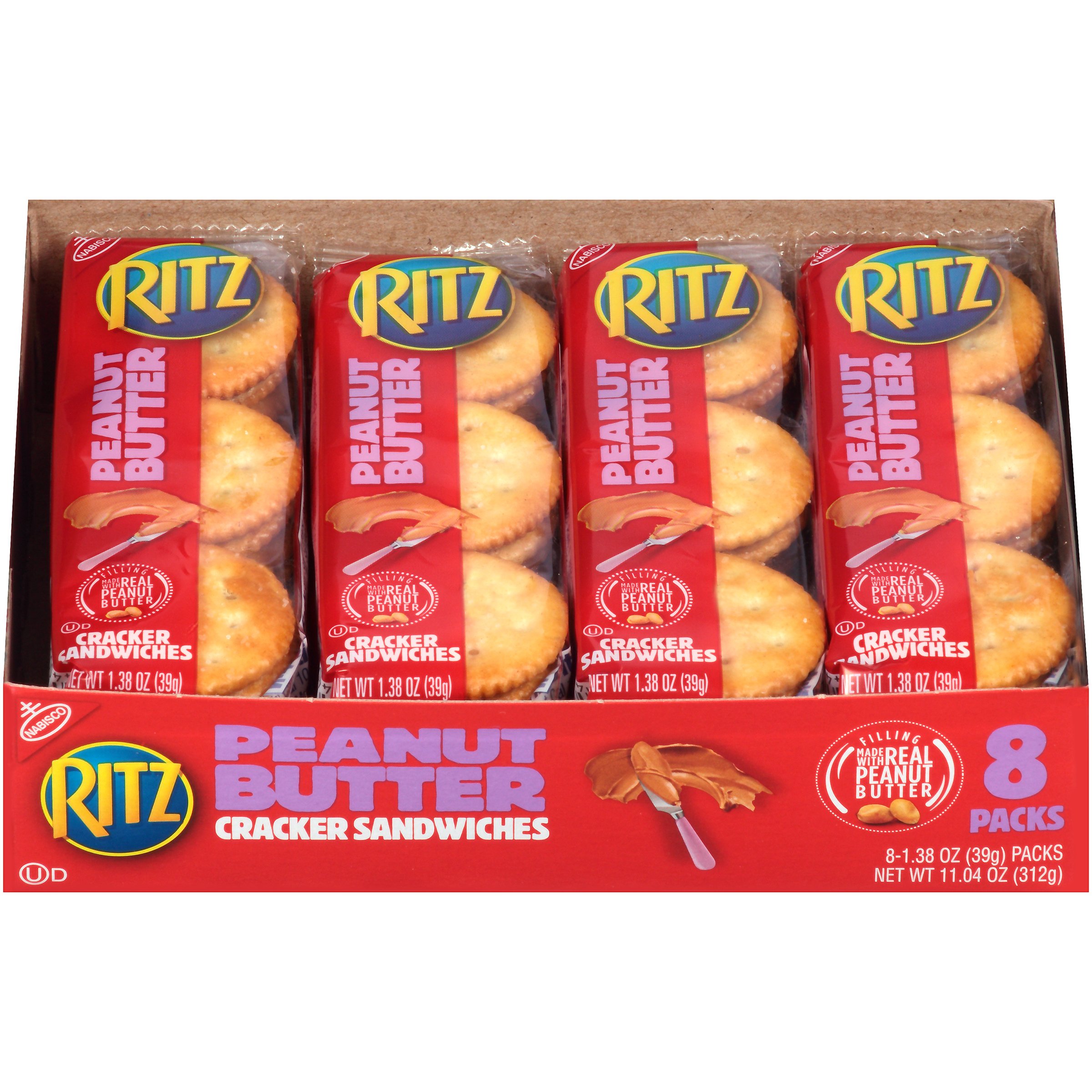 Ritz Peanut Butter Cracker Sandwiches, 8 Count Individual Snack Packs