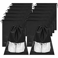 YAMIU 12PCS Shoe Bags for Travel - Large Dustproof Drawstring Shoes Pouch Packing Organizers for Men & Women, Black