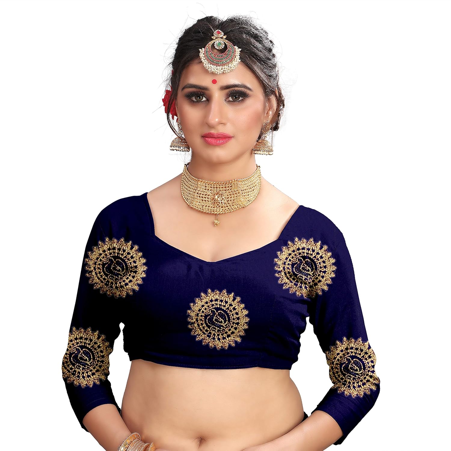 being banarasi women's silk embroidered saree with blouse piece(free size)