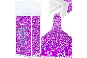 Hemway Craft Glitter Shaker 130g / 4.6oz Glitter for Arts, Crafts, Resin, Tumblers, Nails, Painting, Decoration, Festival, Cosmetic, Body - Chunky (1/40" 0.025" 0.6mm) - Purple Holographic