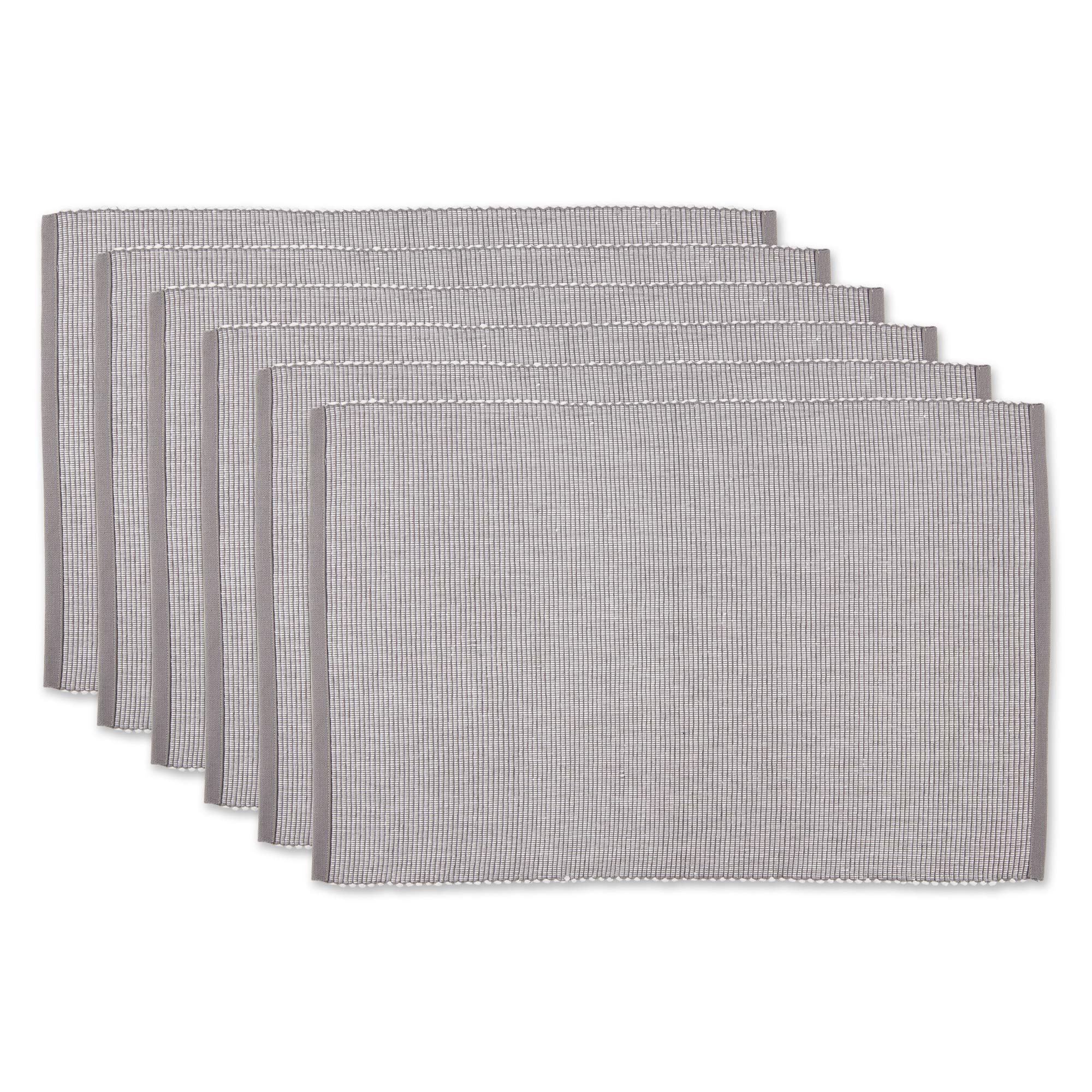 DII Two-Toned Collection Tabletop, Placemat Set, Gray 6 Piece