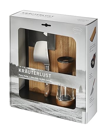 Rösle 13542 Set 'Kräuterlust' 3-teilig, Holz, Natur/ Silber/ Transparent, 32 x 28 x 9.5 cm, 1 Einheiten