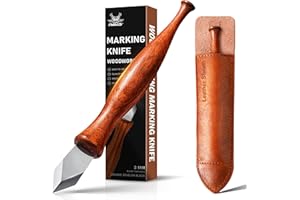 RAVS Double Bevel Striking Marking Knife Woodworking and Leather Sheath, Premium Rosewood Handle Scribing Knife with High Carbon Steel Blade for All Sorts of Wood