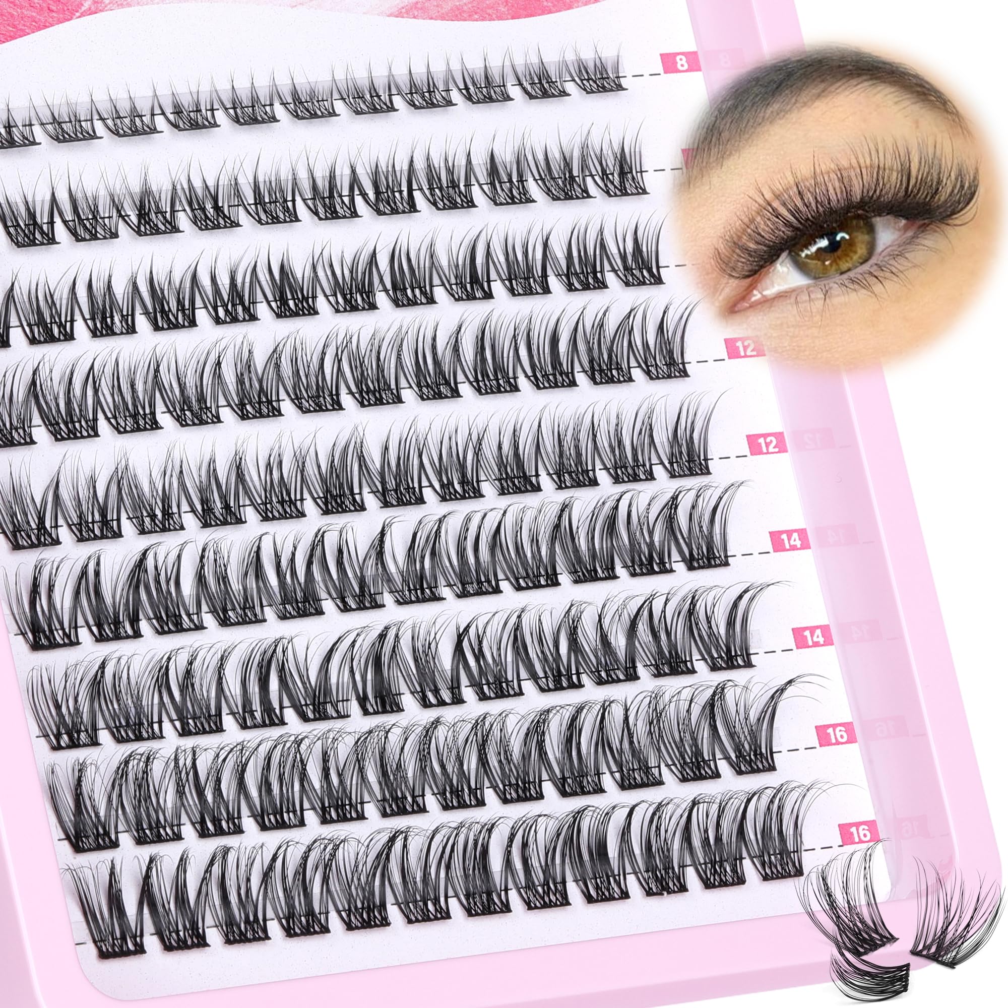 Lash Clusters DIY Eyelash Extensions 108 Pcs Cluster Lashes 8-16MM C Curl Individual Lashes Natural Lashes Soft & Lightweight Thin Band Wispy Lash Clusters by Calphdiar — image 1