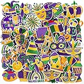 Zeyune 72 Pcs Mardi Gras Iron on Patches Bulk Carnival Sew on Repair Embroidered Patches Applique Fleur De Lis Mystery Mask Crown Cap Decor DIY Crafts Gift for Clothes Backpack Hat Jacket, 36 Styles