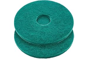 Teenyyou 2 Pcs 12" Green Scrubbing Pads Commercial Cleaning Orbiter Pads-Maintenance Non Woven for Floor Buffer Machine