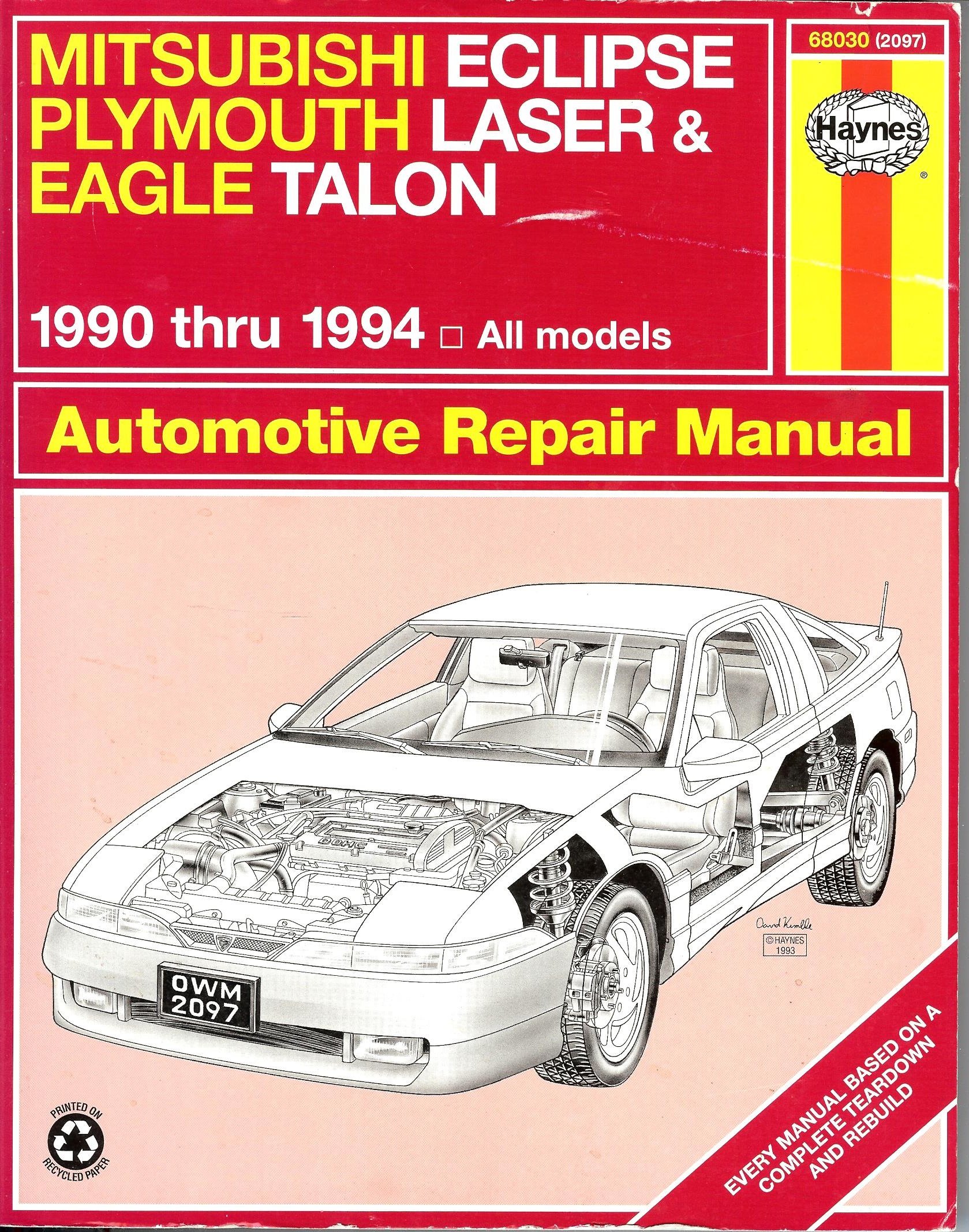 mitsubishi Eclipse Plymouth Laser Eagle talon Automotive Repair manual 1990  thru 1994 All Models Paperback – 1998