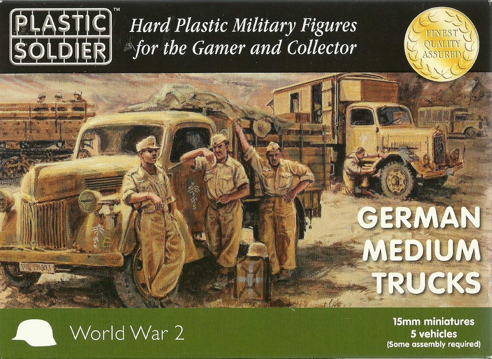 'Plastic Soldier 15mm WWII German Medium Trucks - 5 models in box, Multicolor