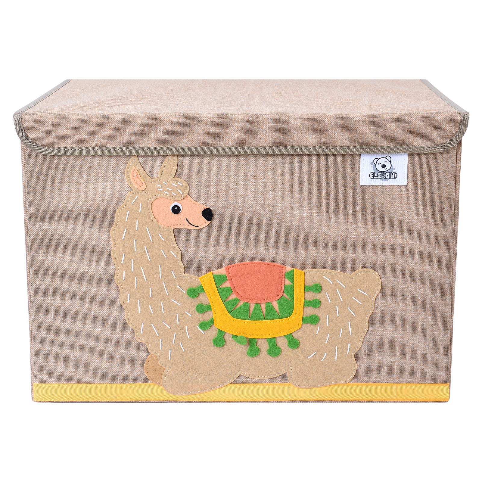 CLCROBD Foldable Kids Large Toy Chest with Flip-Top Lid, Collapsible Fabric Animal Toy Storage Organizer/Bin/Box/Basket/Trunk for Toddler, Children and Baby Nursery (Alpaca)