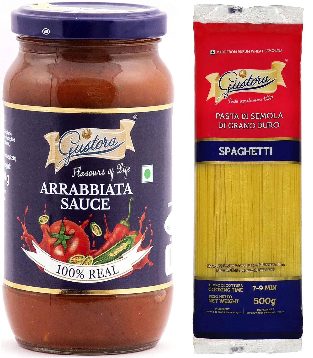 Gustora Combo Pack Of Pasta Spaghetti 500g Arrabbiata Sauce 400g Amazon In Grocery Gourmet Foods