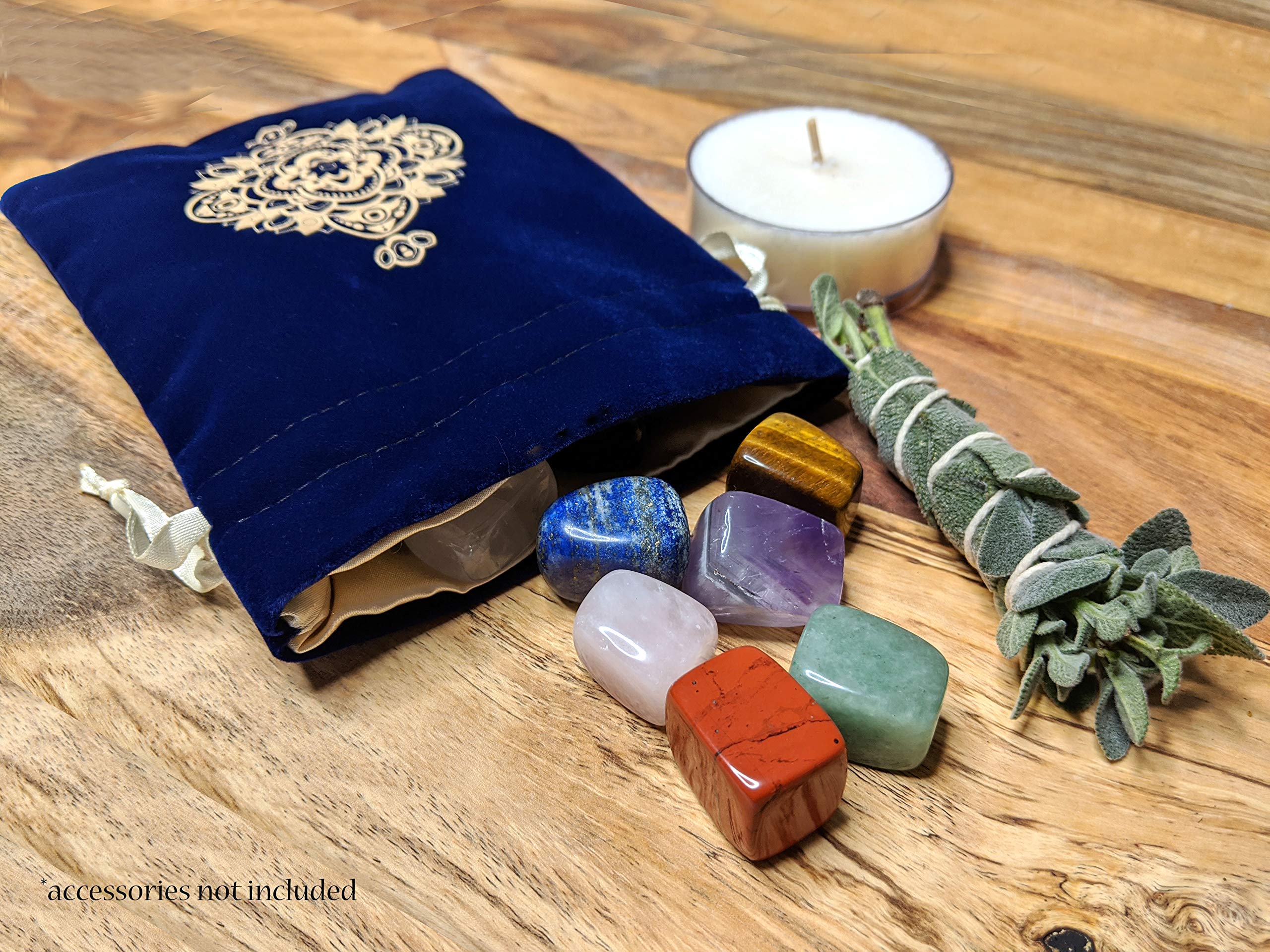 Miriyan Miriyan Spiritual Mandala Tarot & Dice Bag I Velvet & Satin Drawstring Pouch Ideal Size for Tarot & Oracle Cards, DND, D&D, Dungeons and Dragons Accessories, Runes & Jewelry I Travel Gift Bag (Blue)
