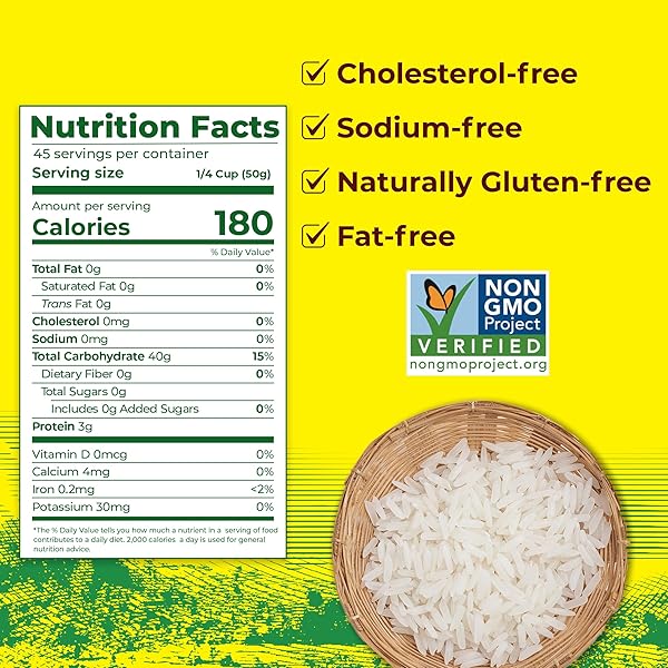GOLDEN STAR THAI HOM MALI WHITE JASMINE RICE – PRIME GRADE WHITE RICE – 5 LB BAG