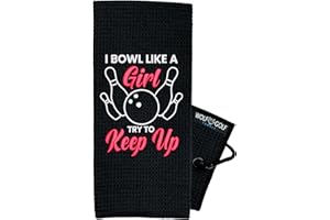 WOLF GOLF TOWELS Bowling Towel | I Bowl Like A Girl Try to Keep Up Bowling Towel | Funny Bowling Towel | Bowling Ball Towel | Bowling Accessories for Women | Bowling Gift