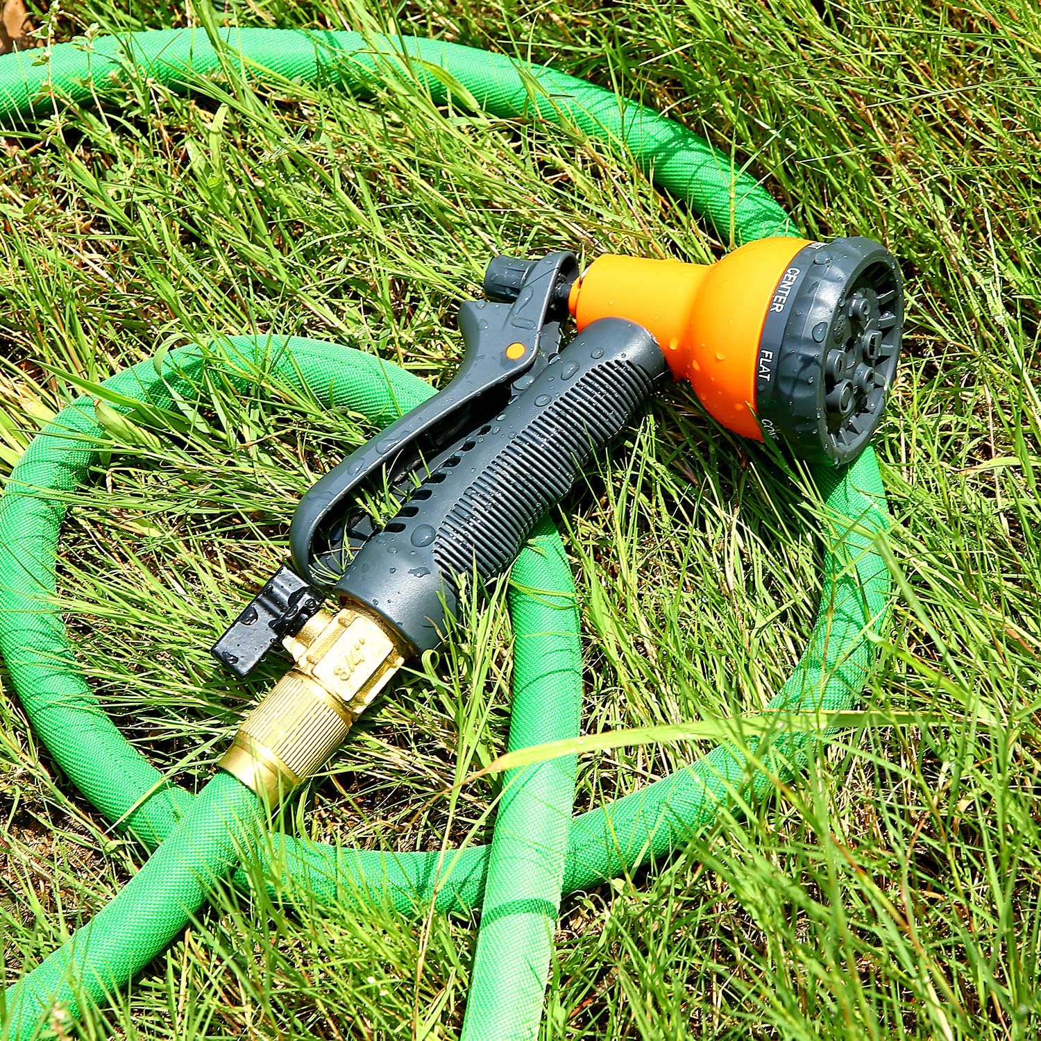 Ohuhu 50ft Garden Hose 50 Feet Expandable Water Hose With 3 4 Solid Brass Fittings 8 Function High Pressure Spray Nozzle Flexible Expanding Hose Extra Strength Fabric Amazon Ca Patio Lawn Garden