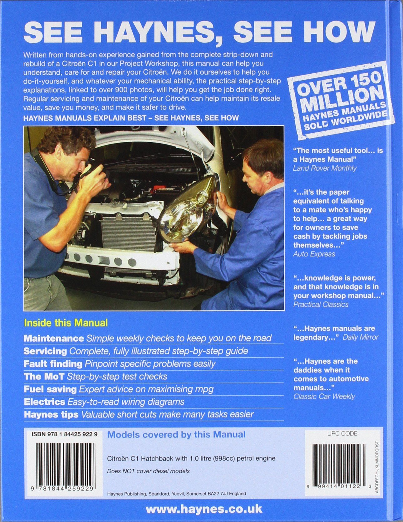 Citroen C1 Petrol (05 - 11) Haynes Repair Manual (Owners Workshop Manual):  Amazon.co.uk: Anon: 9781844259229: Books