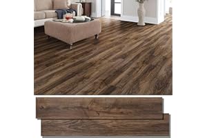 Peel and Stick Floor Tile, INMOZATA 36-Pack 54 Sq.Ft Self Adhesive Vinyl Plank Flooring Wood Grain Look 36x6 Inch Waterproof Tile Sticker for Bedroom, Living Room, Kitchen, RV (Smoked Brown)