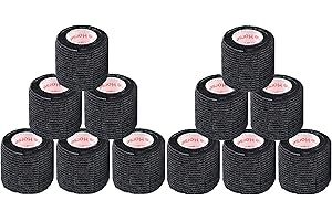 PRAIRIE HORSE SUPPLY 2 Inch Vet Wrap Tape Bulk (Black) (Pack of 12) Self Adhesive Adherent Adhering Flex Bandage Grip Roll for Dog Cat Pet Horse