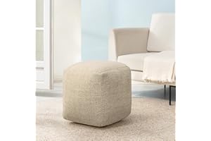 Anji Mountain 100% Handmade & Handcrafted Comfortable Home Décor Pouf Ottoman Footrest for Living Room, Bedroom, Nursery, Kidsroom, Patio Furniture - (20" x 20" x 20" - Natural)