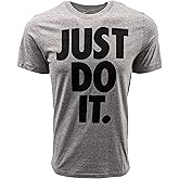 Nike Mens Just Do It Big Logo T-Shirt (Medium, Grey Heather/Black)