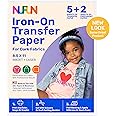NuFun Activities Printable Iron-on Heat Transfer Paper for T Shirts, Dark Fabrics, 5 Sheets 8.5 x 11 inch, Long Lasting, Dura