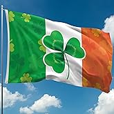 Irish Flag for St Patricks Day – Ireland Flag - St Patrick’s Day decorations – Double-sided Digital Print - 110Den Thick polyester - Double Seam - 2 brass eyelets, large 5ft x 3ft