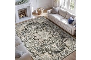 Shilucheng 9x12 Rugs for Living Room,Soft Low-Pile Machine Washable Rug Clearance for Bedroom Dining Room,Non Slip Floor Carpet Kid & Pet Friendly (Black)