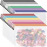 Umriox 24 Pack 12 Colors Zipper Pouches for Organizing, Letter Size, A4 Size, Zipper Bags for Puzzles & Board Game Storage, Office Supplies Travel Toiletries