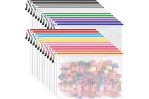Umriox 24 Pack 12 Colors Zipper Pouches for Organizing, Letter Size, A4 Size, Zipper Bags for Puzzles & Board Game Storage, Office Supplies Travel Toiletries
