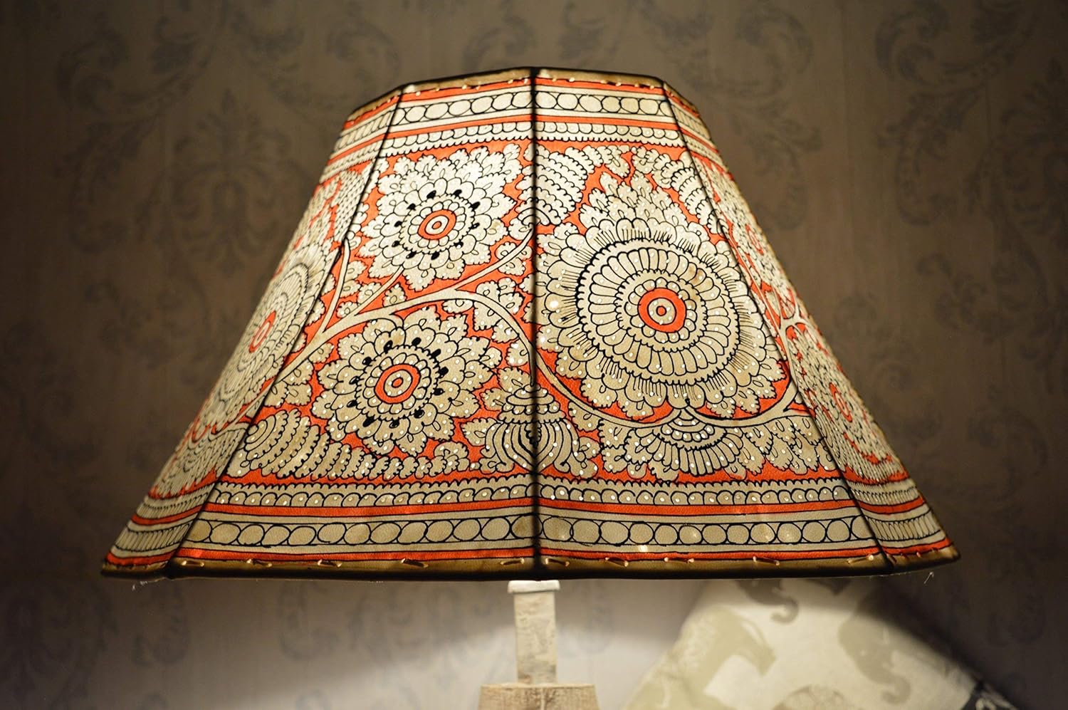Mandala Large Floor Lampshade Leather Floral Lamp Shade Hand