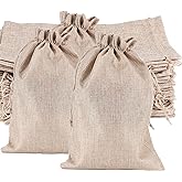 ZOENHOU 50 Packs 5 x 7 Inch Large Burlap Bags with Drawstring, Durable Jute Drawstring Bags, Dustproof Burlap Sacks for Favors Party DIY Craft