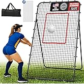 Oswerpon Volleyball Rebounder Net 7x4 FT, 5-Angle Adjustable Bounce Back Net, Steel Frame & PE Training Net for Volleying/Spiking, Rust-Resistant & Durable – w/Travel Bag for All Ages, Black, 2 NETS