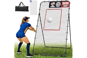 Oswerpon Volleyball Rebounder Net 7x4 FT, 5-Angle Adjustable Bounce Back Net, Steel Frame & PE Training Net for Volleying/Spiking, Rust-Resistant & Durable – w/Travel Bag for All Ages, Black, 2 NETS