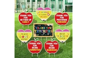 Arosche Teacher Appreciation Decorations Yard Signs 8 Pcs with Stakes Thank You Teachers Party Supplies Apples Hearts Blackcoard Decor for Indoor Outdoor School Lawn, Yard, Garden, Home Decorations