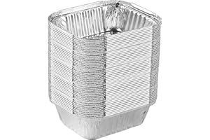 PLASTICPRO Disposable 1 LB Aluminum Takeout Tin Foil Baking Pans 5'' X 6'' X 2'' Inch Bakeware - Cookware Perfect for Baking Cakes,Brownies,Bread, Meatloaf, Lasagna, or Lunchbox, Pack of 50