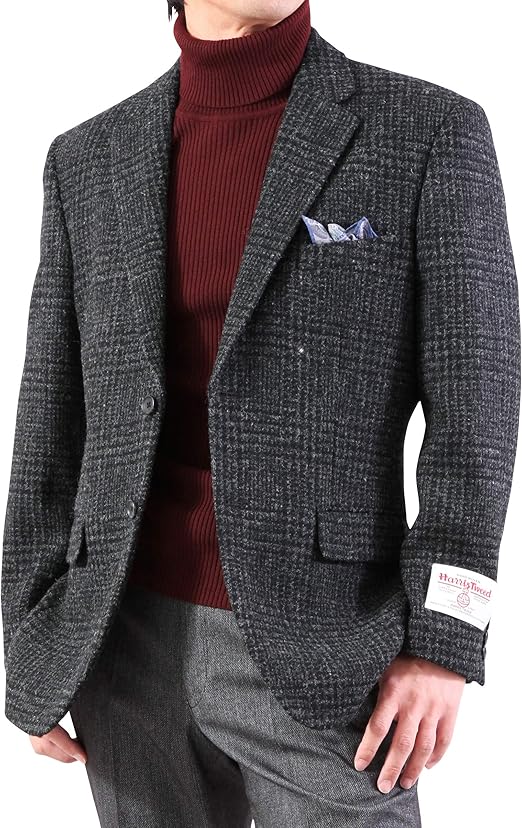 Amazon Co Jp Kokubo Harris Tweed ハリスツイード メンズ 秋冬 2つボタン テーラード ジャケット レギュラーフィット チャコールグレー 体 8号 服 ファッション小物