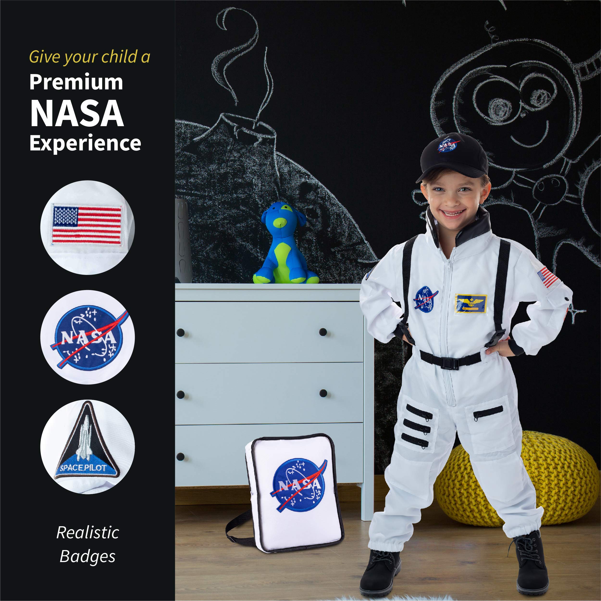 Born Toys Pretend Play Costumes for Kids Ages 3-7, Washable Toddler Dress Up Clothes for Play (Astronaut)