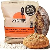 Sunrise Flour Mill Heritage Organic Whole Wheat Flour - 5 lbs | Milled from red hard wheat within 10 Days | Easier to Digest with Less Bloating | No Bleaching | Organic whole wheat bread flour