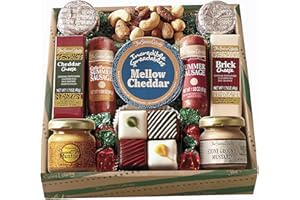 The Swiss Colony Holiday High Notes Gift Basket Assorted Summer Sausage Meats and Cheeses, Chocolate Treats, Snacks for Adults, Women, Men, Charcuterie Boards, Thank You Gifts